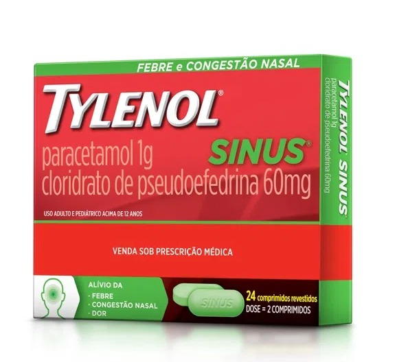 Analgésico Tylenol Sinus 500mg 24 Comprimidos